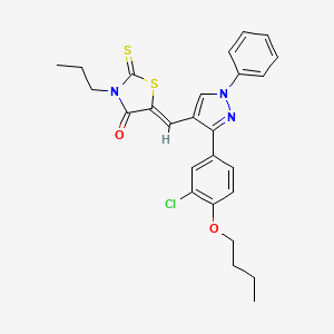 (5Z)-5-{[3-(4-butoxy-3-chlorophenyl)-1-phenyl-1H-pyrazol-4-yl]methylidene}-3-propyl-2-thioxo-1,3-thiazolidin-4-one