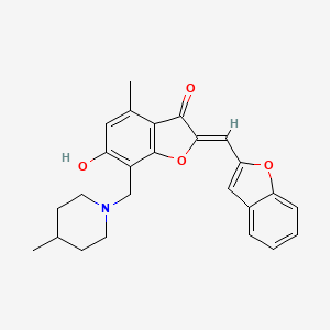 (2Z)-2-(1-benzofuran-2-ylmethylidene)-6-hydroxy-4-methyl-7-[(4-methylpiperidin-1-yl)methyl]-1-benzofuran-3(2H)-one