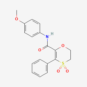 N-(4-methoxyphenyl)-3-phenyl-5,6-dihydro-1,4-oxathiine-2-carboxamide 4,4-dioxide