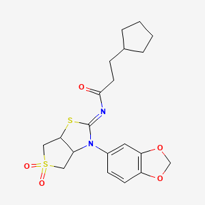 N-[(2Z)-3-(1,3-benzodioxol-5-yl)-5,5-dioxidotetrahydrothieno[3,4-d][1,3]thiazol-2(3H)-ylidene]-3-cyclopentylpropanamide