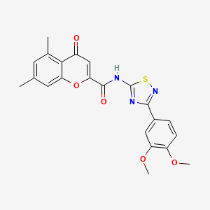 molecular formula C22H19N3O5S B12196929 N-[3-(3,4-dimethoxyphenyl)-1,2,4-thiadiazol-5-yl]-5,7-dimethyl-4-oxo-4H-chromene-2-carboxamide 