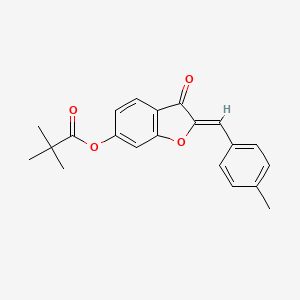 molecular formula C21H20O4 B12196957 (2Z)-2-(4-methylbenzylidene)-3-oxo-2,3-dihydro-1-benzofuran-6-yl 2,2-dimethylpropanoate 