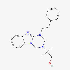 molecular formula C21H26N4O B12196961 2-methyl-2-[1-(2-phenylethyl)-1,2-dihydro[1,3,5]triazino[1,2-a]benzimidazol-3(4H)-yl]propan-1-ol 