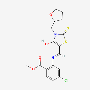 methyl 4-chloro-2-({(Z)-[4-oxo-3-(tetrahydrofuran-2-ylmethyl)-2-thioxo-1,3-thiazolidin-5-ylidene]methyl}amino)benzoate