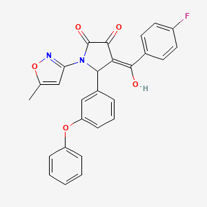 (4E)-4-[(4-fluorophenyl)(hydroxy)methylidene]-1-(5-methyl-1,2-oxazol-3-yl)-5-(3-phenoxyphenyl)pyrrolidine-2,3-dione