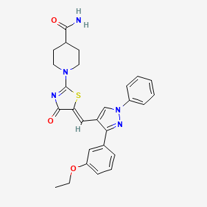 1-[(5Z)-5-{[3-(3-ethoxyphenyl)-1-phenyl-1H-pyrazol-4-yl]methylidene}-4-oxo-4,5-dihydro-1,3-thiazol-2-yl]piperidine-4-carboxamide