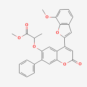 molecular formula C28H22O7 B12197077 methyl 2-{[4-(7-methoxy-1-benzofuran-2-yl)-2-oxo-7-phenyl-2H-chromen-6-yl]oxy}propanoate 