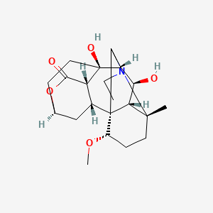 molecular formula C22H33NO5 B1219710 (1S,2R,3S,6R,9S,10R,14R,17S,18R,19S)-12-ethyl-9,19-dihydroxy-17-methoxy-14-methyl-5-oxa-12-azahexacyclo[8.7.2.12,6.01,11.03,9.014,18]icosan-4-one 