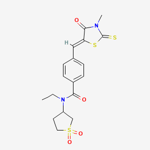 N-(1,1-dioxidotetrahydrothiophen-3-yl)-N-ethyl-4-[(Z)-(3-methyl-4-oxo-2-thioxo-1,3-thiazolidin-5-ylidene)methyl]benzamide