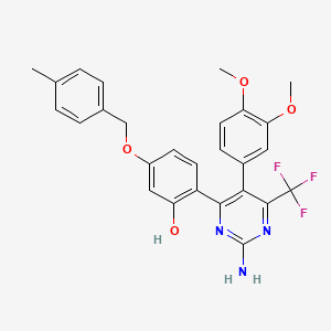 2-[2-Amino-5-(3,4-dimethoxyphenyl)-6-(trifluoromethyl)pyrimidin-4-yl]-5-[(4-methylbenzyl)oxy]phenol