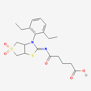 molecular formula C20H26N2O5S2 B12197207 5-{[(2Z)-3-(2,6-diethylphenyl)-5,5-dioxidotetrahydrothieno[3,4-d][1,3]thiazol-2(3H)-ylidene]amino}-5-oxopentanoic acid 