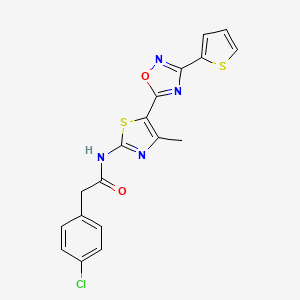 2-(4-chlorophenyl)-N-[(2Z)-4-methyl-5-[3-(thiophen-2-yl)-1,2,4-oxadiazol-5-yl]-1,3-thiazol-2(3H)-ylidene]acetamide