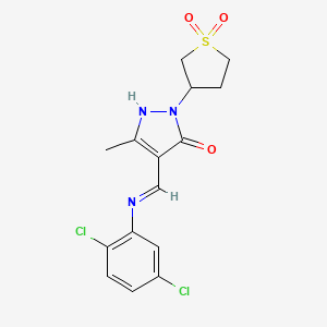 (4E)-4-{[(2,5-dichlorophenyl)amino]methylidene}-2-(1,1-dioxidotetrahydrothiophen-3-yl)-5-methyl-2,4-dihydro-3H-pyrazol-3-one