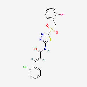 molecular formula C18H13ClFN3O3S2 B12197315 (2E)-3-(2-chlorophenyl)-N-{5-[(2-fluorobenzyl)sulfonyl]-1,3,4-thiadiazol-2-yl}prop-2-enamide 