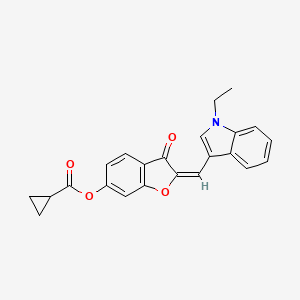 (2E)-2-[(1-ethyl-1H-indol-3-yl)methylidene]-3-oxo-2,3-dihydro-1-benzofuran-6-yl cyclopropanecarboxylate