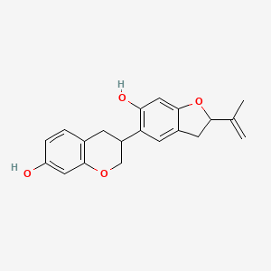 molecular formula C20H20O4 B1219740 3-(6-Hydroxy-2-prop-1-en-2-yl-2,3-dihydro-1-benzofuran-5-yl)chroman-7-ol CAS No. 92662-85-6