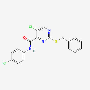 molecular formula C18H13Cl2N3OS B12197415 2-(benzylsulfanyl)-5-chloro-N-(4-chlorophenyl)pyrimidine-4-carboxamide 