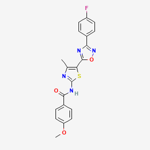 N-[(2Z)-5-[3-(4-fluorophenyl)-1,2,4-oxadiazol-5-yl]-4-methyl-1,3-thiazol-2(3H)-ylidene]-4-methoxybenzamide