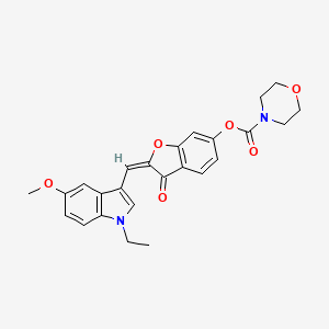 (2E)-2-[(1-ethyl-5-methoxy-1H-indol-3-yl)methylidene]-3-oxo-2,3-dihydro-1-benzofuran-6-yl morpholine-4-carboxylate