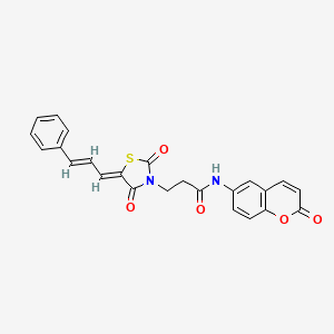 3-{(5Z)-2,4-dioxo-5-[(2E)-3-phenylprop-2-en-1-ylidene]-1,3-thiazolidin-3-yl}-N-(2-oxo-2H-chromen-6-yl)propanamide