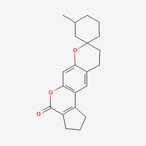 molecular formula C21H24O3 B12197526 3'-Methylspiro[4,17-dioxatetracyclo[8.7.0.03,8.011,15]heptadeca-1(10),2,8,11(15)-tetraene-5,1'-cyclohexane]-16-one 