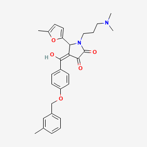 molecular formula C29H32N2O5 B12197538 (4E)-1-[3-(dimethylamino)propyl]-4-(hydroxy{4-[(3-methylbenzyl)oxy]phenyl}methylidene)-5-(5-methylfuran-2-yl)pyrrolidine-2,3-dione 