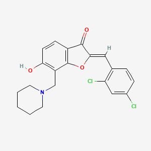 molecular formula C21H19Cl2NO3 B12197577 (2Z)-2-(2,4-dichlorobenzylidene)-6-hydroxy-7-(piperidin-1-ylmethyl)-1-benzofuran-3(2H)-one 