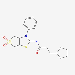 3-cyclopentyl-N-[(2Z)-5,5-dioxido-3-phenyltetrahydrothieno[3,4-d][1,3]thiazol-2(3H)-ylidene]propanamide