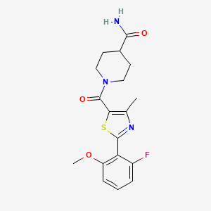 1-{[2-(2-Fluoro-6-methoxyphenyl)-4-methyl-1,3-thiazol-5-yl]carbonyl}piperidine-4-carboxamide