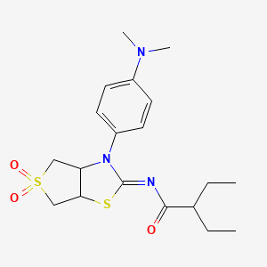 molecular formula C19H27N3O3S2 B12197723 N-[(2E)-3-[4-(dimethylamino)phenyl]-5,5-dioxidotetrahydrothieno[3,4-d][1,3]thiazol-2(3H)-ylidene]-2-ethylbutanamide 