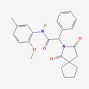 molecular formula C24H26N2O4 B12197849 2-{1,3-dioxo-2-azaspiro[4.4]nonan-2-yl}-N-(2-methoxy-5-methylphenyl)-2-phenylacetamide 