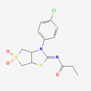 N-[(2Z)-3-(4-chlorophenyl)-5,5-dioxidotetrahydrothieno[3,4-d][1,3]thiazol-2(3H)-ylidene]propanamide