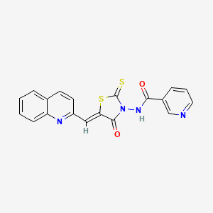 N-[(5Z)-4-oxo-5-(quinolin-2-ylmethylidene)-2-thioxo-1,3-thiazolidin-3-yl]pyridine-3-carboxamide