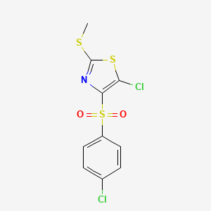 molecular formula C10H7Cl2NO2S3 B12198010 5-Chloro-4-(4-chlorobenzenesulfonyl)-2-(methylsulfanyl)-1,3-thiazole 