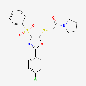 2-{[4-(Benzenesulfonyl)-2-(4-chlorophenyl)-1,3-oxazol-5-yl]sulfanyl}-1-(pyrrolidin-1-yl)ethan-1-one