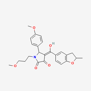 (4E)-4-[hydroxy(2-methyl-2,3-dihydro-1-benzofuran-5-yl)methylidene]-5-(4-methoxyphenyl)-1-(3-methoxypropyl)pyrrolidine-2,3-dione