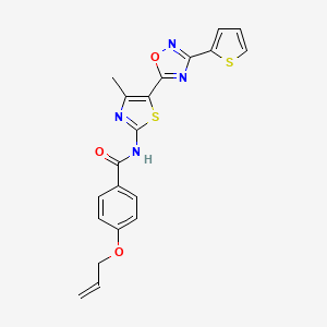 N-[(2Z)-4-methyl-5-[3-(thiophen-2-yl)-1,2,4-oxadiazol-5-yl]-1,3-thiazol-2(3H)-ylidene]-4-(prop-2-en-1-yloxy)benzamide