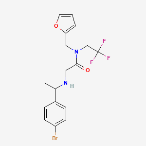 molecular formula C17H18BrF3N2O2 B12198126 2-{[1-(4-bromophenyl)ethyl]amino}-N-[(furan-2-yl)methyl]-N-(2,2,2-trifluoroethyl)acetamide 