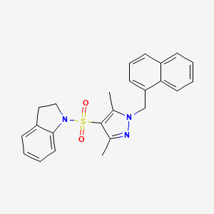 molecular formula C24H23N3O2S B12198204 4-(Indolinylsulfonyl)-3,5-dimethyl-1-(naphthylmethyl)pyrazole 