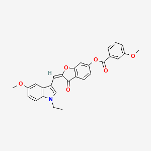 (2E)-2-[(1-ethyl-5-methoxy-1H-indol-3-yl)methylidene]-3-oxo-2,3-dihydro-1-benzofuran-6-yl 3-methoxybenzoate