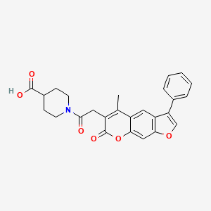 molecular formula C26H23NO6 B12198233 1-[(5-methyl-7-oxo-3-phenyl-7H-furo[3,2-g]chromen-6-yl)acetyl]piperidine-4-carboxylic acid 