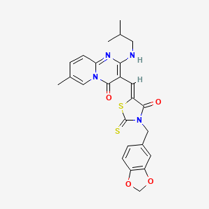 3-{(Z)-[3-(1,3-benzodioxol-5-ylmethyl)-4-oxo-2-thioxo-1,3-thiazolidin-5-ylidene]methyl}-7-methyl-2-[(2-methylpropyl)amino]-4H-pyrido[1,2-a]pyrimidin-4-one