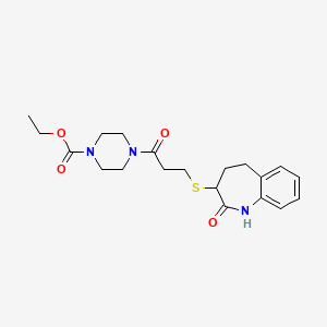 molecular formula C20H27N3O4S B12198263 ethyl 4-{3-[(2-hydroxy-4,5-dihydro-3H-1-benzazepin-3-yl)sulfanyl]propanoyl}piperazine-1-carboxylate 