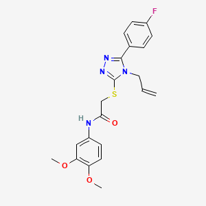 molecular formula C21H21FN4O3S B12198271 N-(3,4-dimethoxyphenyl)-2-{[5-(4-fluorophenyl)-4-(prop-2-en-1-yl)-4H-1,2,4-triazol-3-yl]sulfanyl}acetamide 