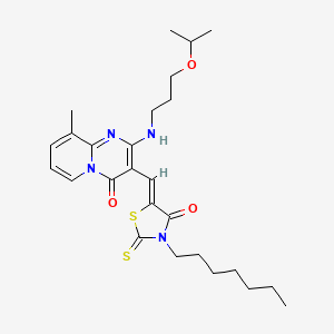 3-[(Z)-(3-heptyl-4-oxo-2-thioxo-1,3-thiazolidin-5-ylidene)methyl]-9-methyl-2-{[3-(propan-2-yloxy)propyl]amino}-4H-pyrido[1,2-a]pyrimidin-4-one