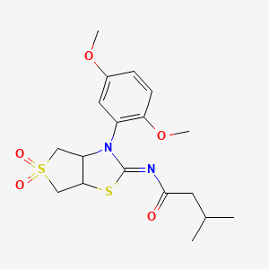 molecular formula C18H24N2O5S2 B12198336 N-[(2Z)-3-(2,5-dimethoxyphenyl)-5,5-dioxidotetrahydrothieno[3,4-d][1,3]thiazol-2(3H)-ylidene]-3-methylbutanamide 