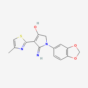 molecular formula C15H13N3O3S B12198364 5-amino-1-(1,3-benzodioxol-5-yl)-4-(4-methyl-1,3-thiazol-2-yl)-1,2-dihydro-3H-pyrrol-3-one 