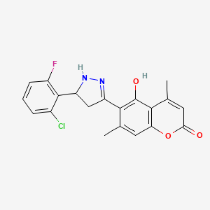 6-[5-(2-chloro-6-fluorophenyl)-4,5-dihydro-1H-pyrazol-3-yl]-5-hydroxy-4,7-dimethyl-2H-chromen-2-one