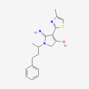 molecular formula C18H21N3OS B12198427 5-amino-1-(1-methyl-3-phenylpropyl)-4-(4-methyl-1,3-thiazol-2-yl)-1,2-dihydro-3H-pyrrol-3-one 