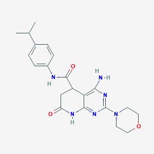 molecular formula C21H26N6O3 B12198442 4-amino-2-(morpholin-4-yl)-7-oxo-N-[4-(propan-2-yl)phenyl]-5,6,7,8-tetrahydropyrido[2,3-d]pyrimidine-5-carboxamide 